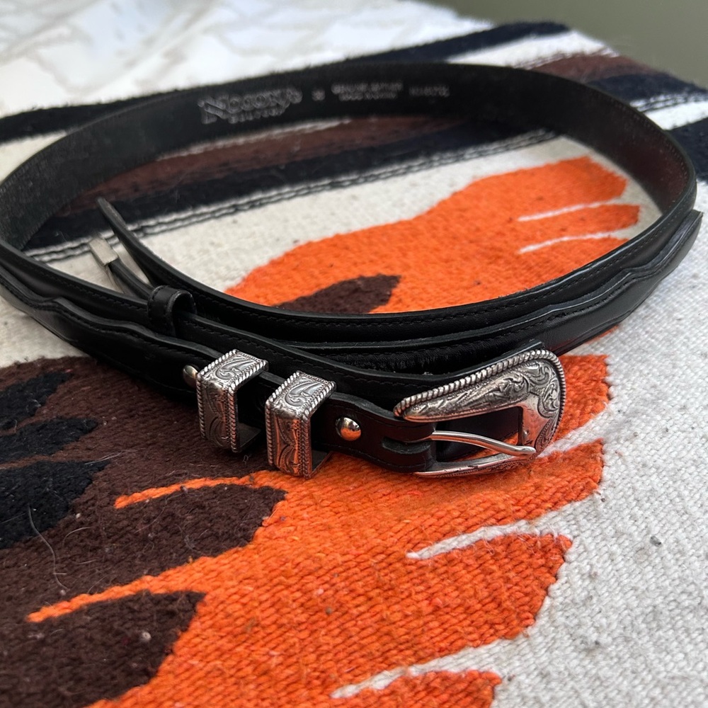Black Leather vintage Western belt